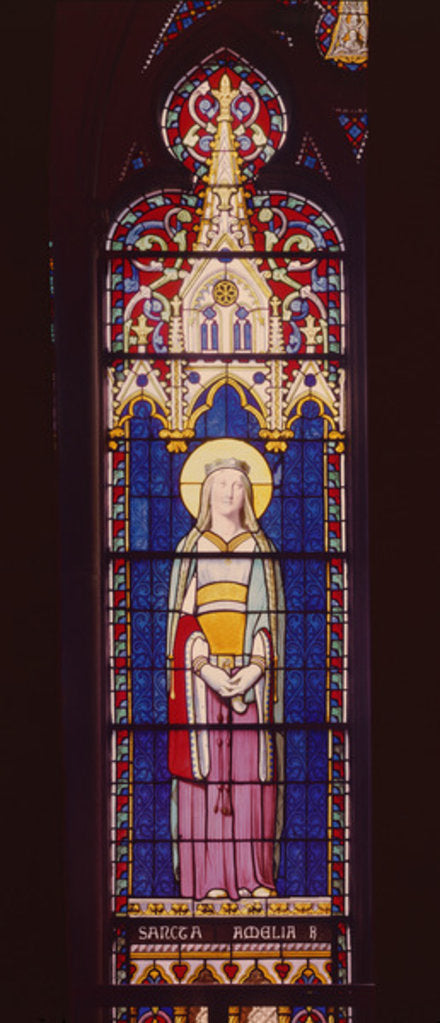 Detail of Window depicting Marie-Amelie de Bourbon-Sicile as St. Amelia, Sevres Workshop by Jean Auguste Dominique Ingres