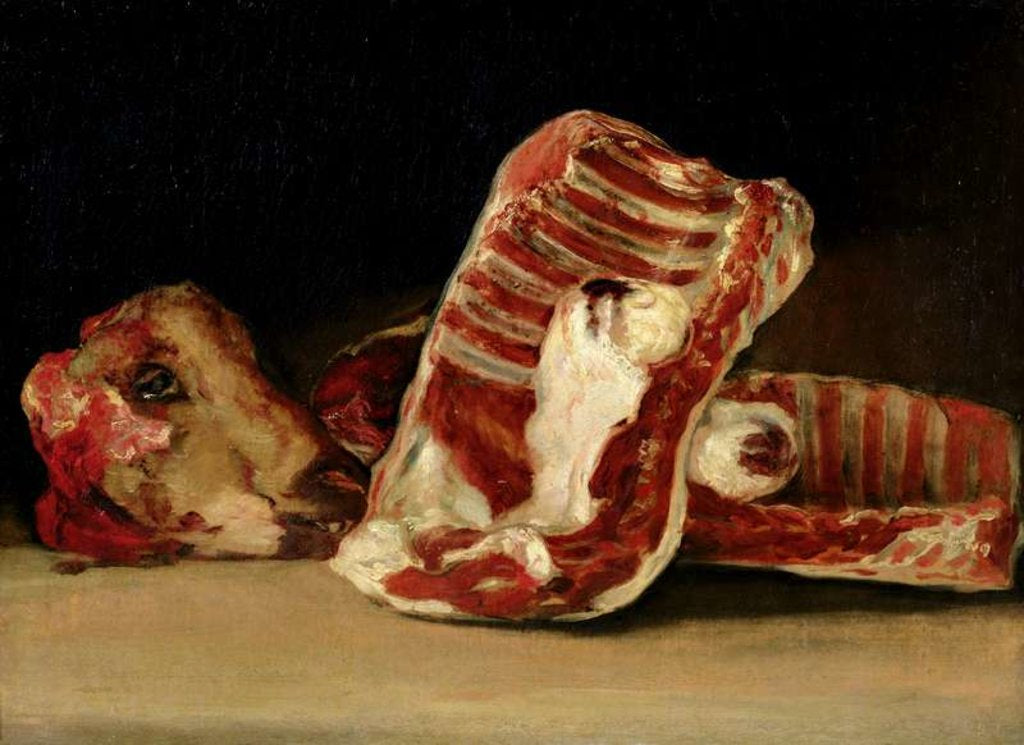 Detail of Still life of Sheep's Ribs and Head - The Butcher's counter by Francisco Jose de Goya y Lucientes