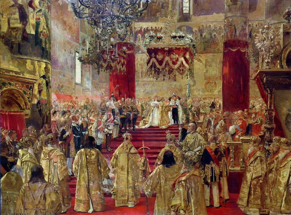 Detail of Study for the Coronation of Tsar Nicholas II and Tsarina Alexandra at the Church of the Assumption, Moscow, 14th may 1896 by Henri Gervex