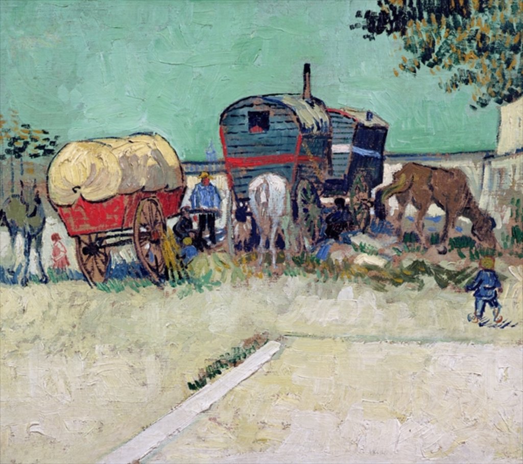 Detail of The Caravans, Gypsy Encampment near Arles, 1888 by Vincent van Gogh