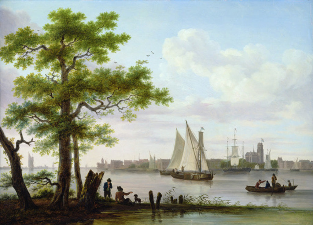 Detail of Town on an estuary by Frans Swagers