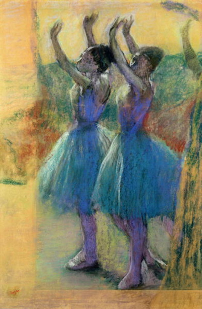 Detail of Two Blue Dancers by Edgar Degas