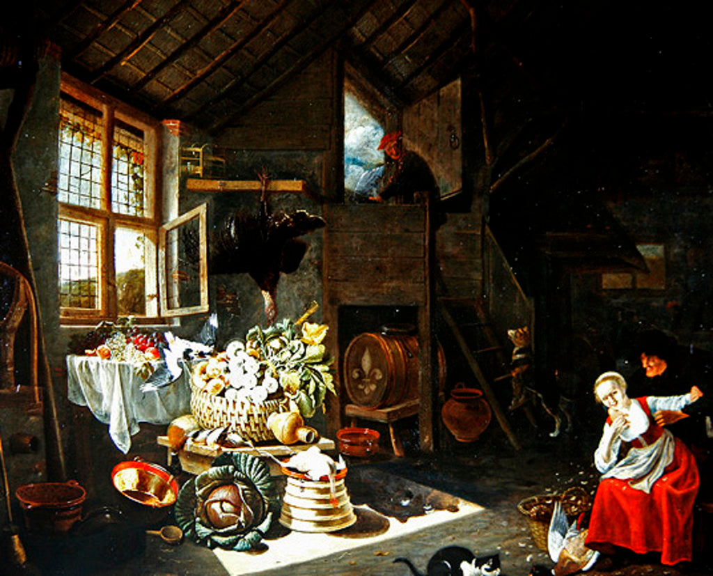 Detail of Interior of a farmhouse by Hendrik Martensz Sorgh