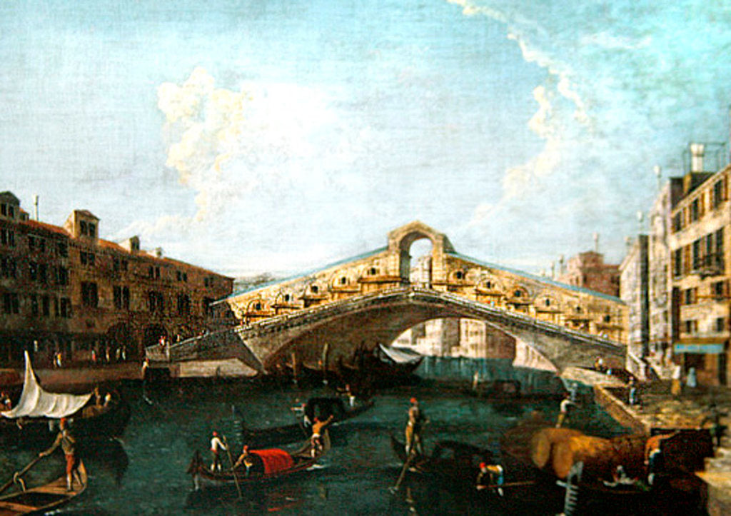 Detail of The Rialto in Venice by Canaletto