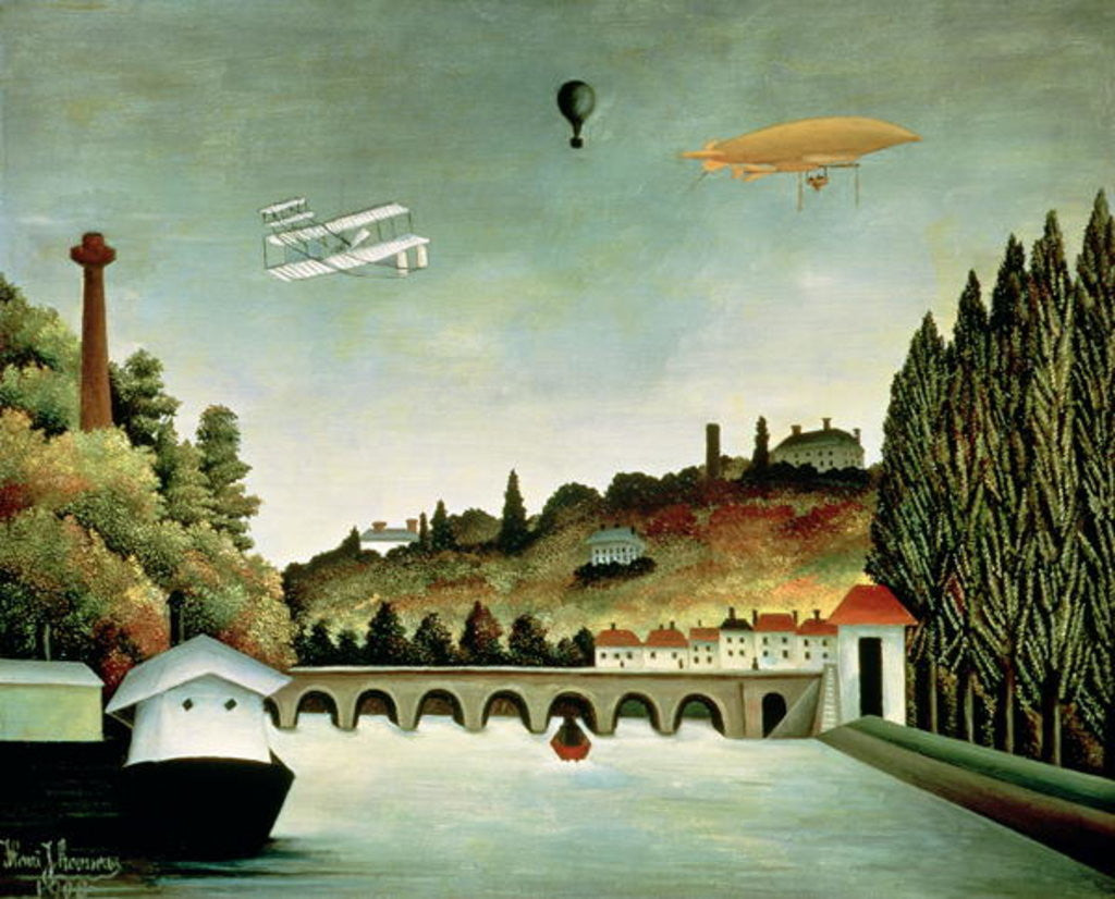 Detail of View of the Bridge at Sevres and the Hills at Clamart, St. Cloud and Bellevue by Henri J.F. Rousseau