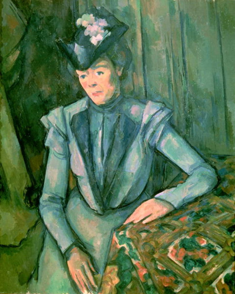 Detail of Woman in Blue (Madame Cezanne) by Paul Cezanne