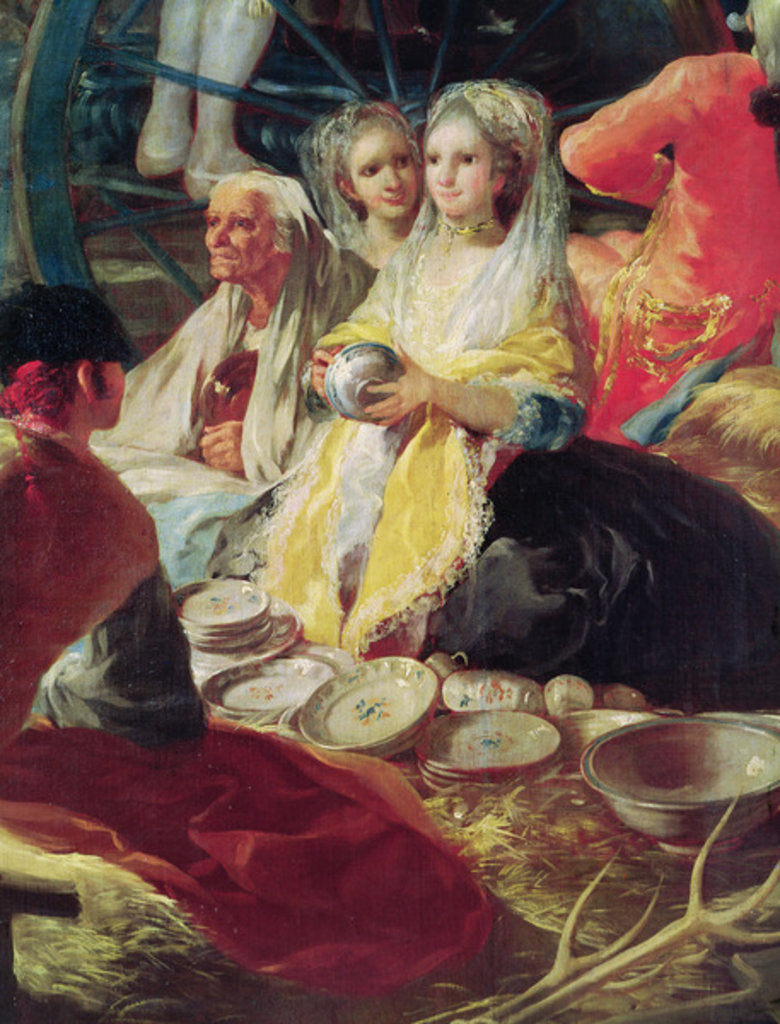 Detail of Ladies buying pottery at a stall in Madrid, 1779 by Francisco Jose de Goya y Lucientes