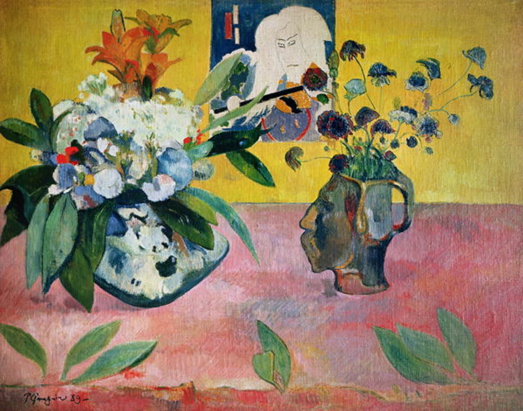 Detail of Still Life with Head-Shaped Vase and Japanese Woodcut, 1889 by Paul Gauguin