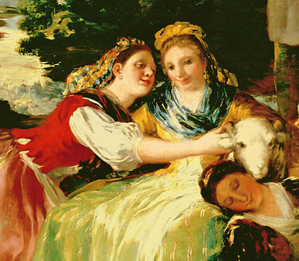 Detail of The Washerwomen, before 1780 by Francisco Jose de Goya y Lucientes