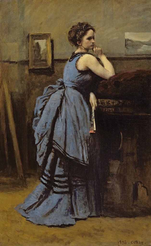 Detail of The Woman in Blue, 1874 by Jean Baptiste Camille Corot