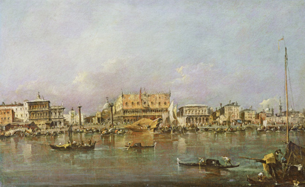 Detail of Doge's Palace and view of St. Mark's Basin, Venice by Francesco Guardi