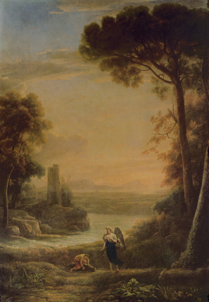 Detail of Landscape, the Archangel Raphael and Tobias by Claude Lorrain