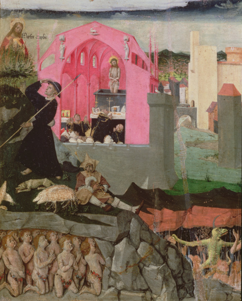 Detail of Mass of St Gregory the Great, Moses, resurrection of the dead by Enguerrand Quarton