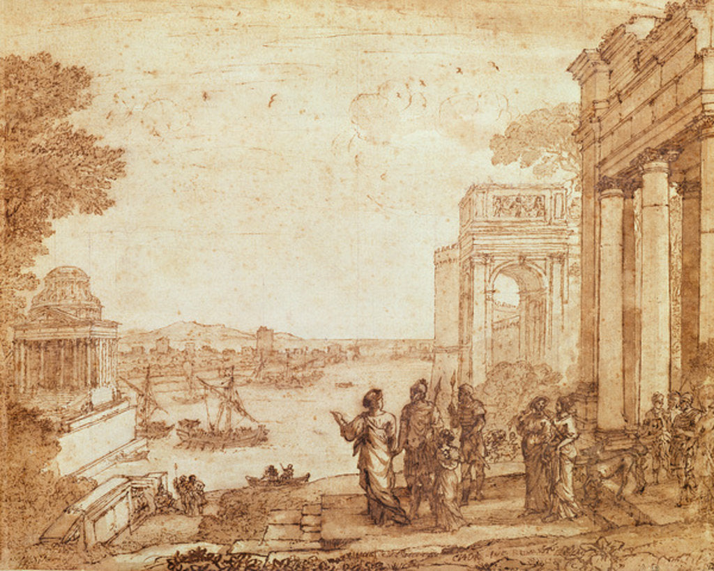 Detail of View of Carthage with Dido and Aeneas by Claude Lorrain