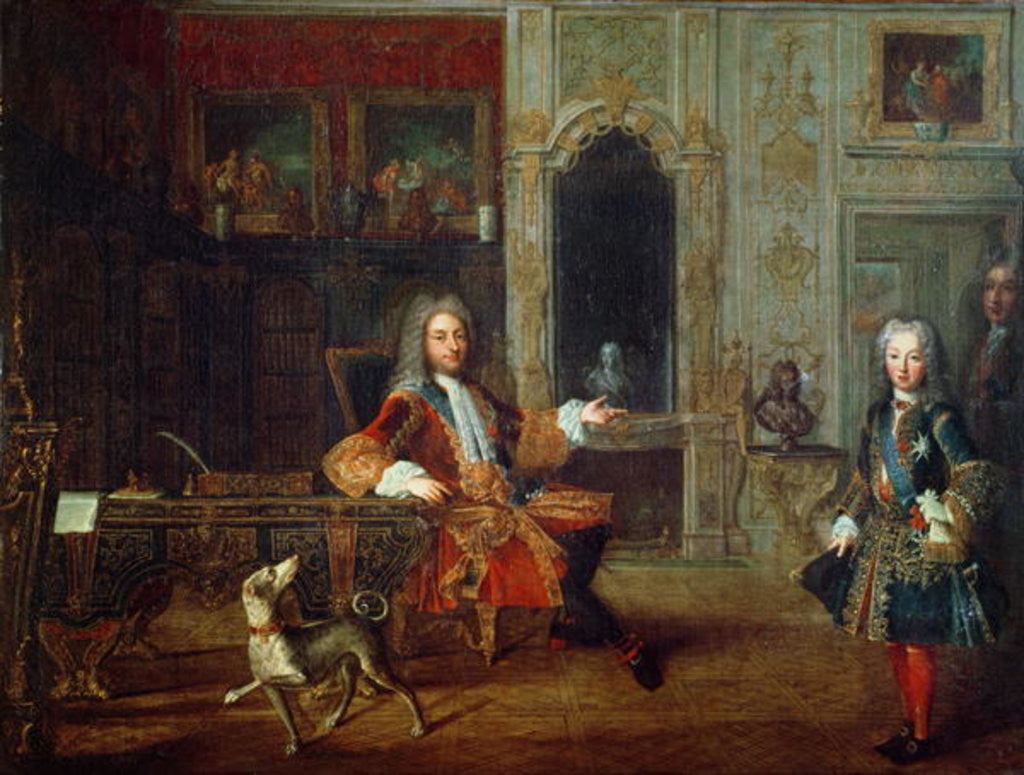 Detail of Louis XV and the Regent, Philippe II Duke of Orleans in the Study of the Grand Dauphin at Versailles by French School