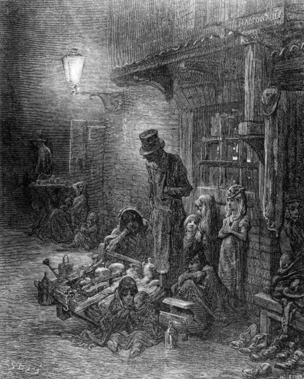 Off Billingsgate, view of Harrow Alley posters & prints by Gustave Dore