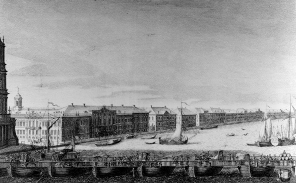 Detail of Saint Isaac's Pontoon Bridge across the River Neva by School Russian