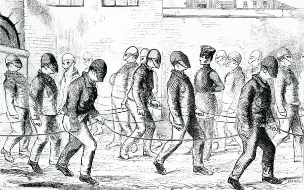 Detail of Convicts Exercising in Pentonville Prison by English School