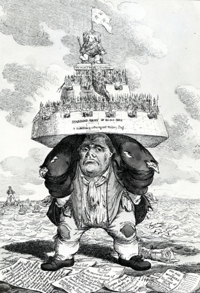 Detail of The British Atlas, or John Bull supporting the peace establishment, print made by Charles Williams, 1816 by English School