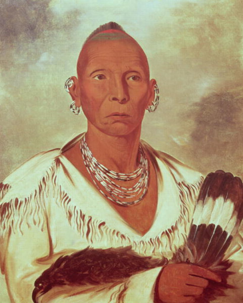 Detail of Portrait of Black Hawk, Indian Chief by George Catlin