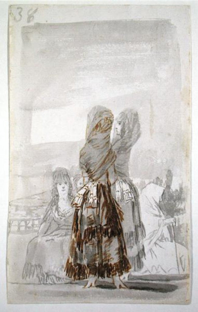 Detail of Majas parading on the paseo by Francisco Jose de Goya y Lucientes