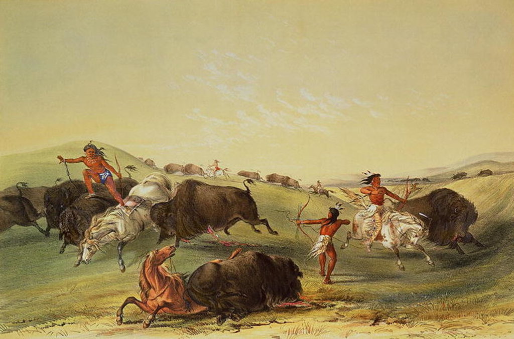 Detail of Buffalo Hunt by George (after) Catlin