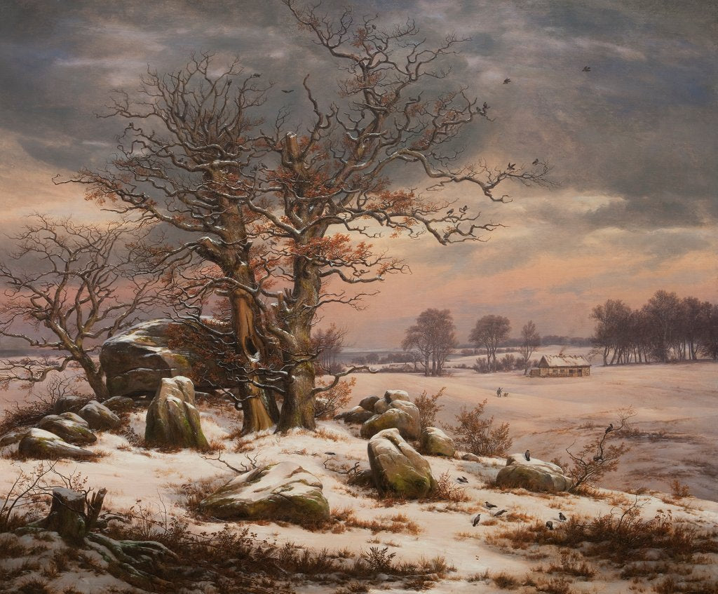 Detail of Winter Landscape. Near Vordingborg, 1827 by Johan Christian Dahl