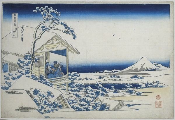 Detail of Tea house at Koishikawa, the morning after a snowfall, c.1830 by Katsushika Hokusai