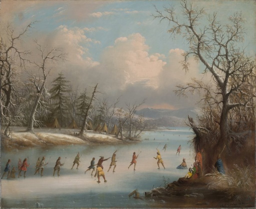 Detail of Indians Playing Lacrosse on the Ice, 1859 by Edmund C. Coates