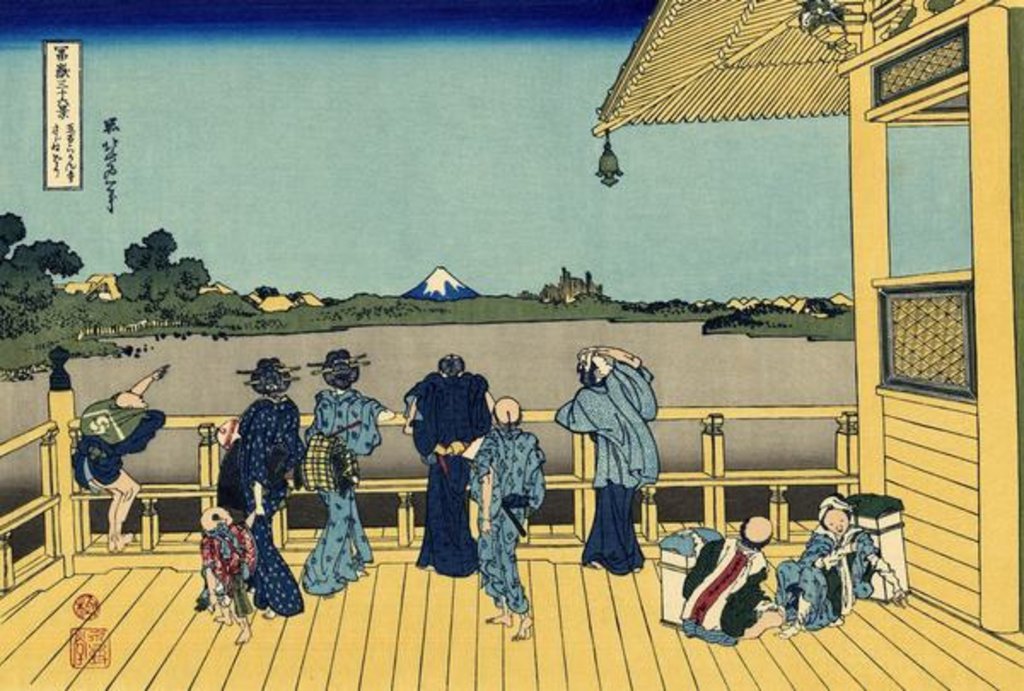 Detail of Sazai hall - 500 Rakan temples, c.1830 by Katsushika Hokusai