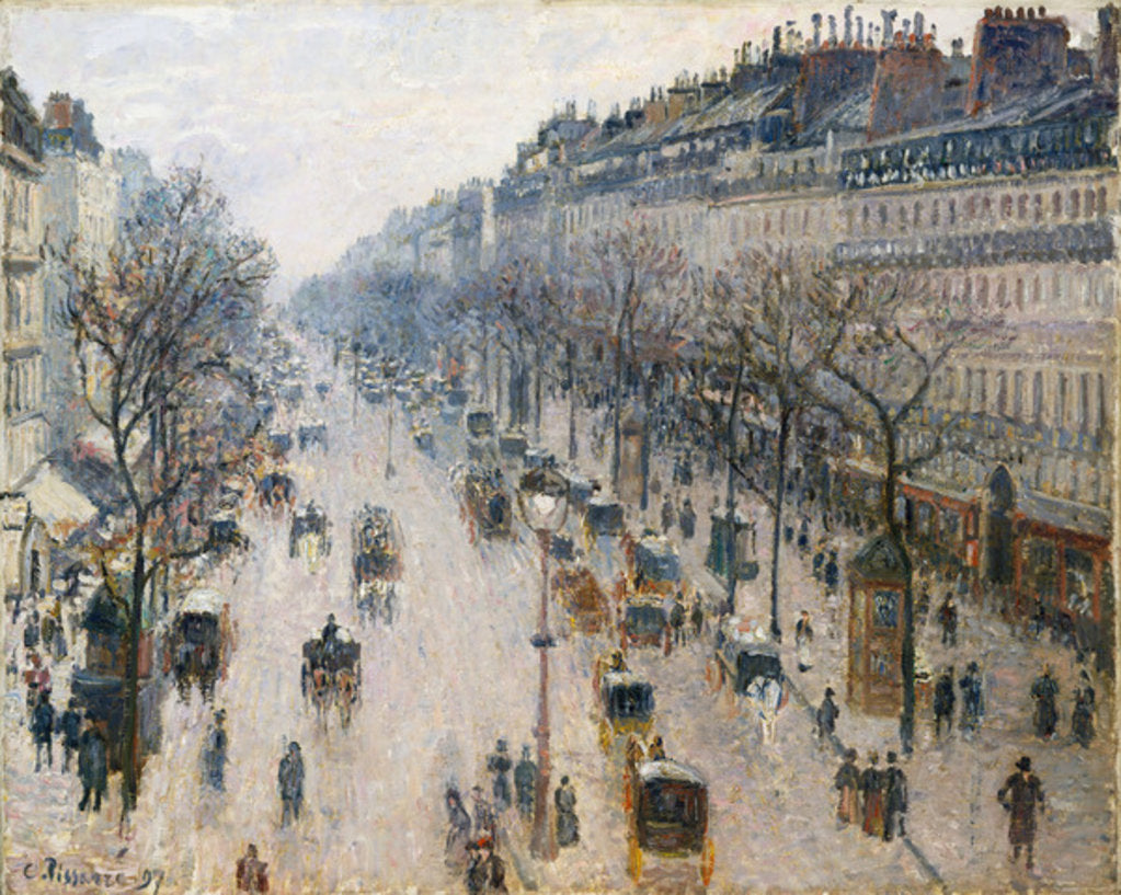 Detail of The Boulevard Montmartre on a Winter Morning, 1897 by Camille Pissarro