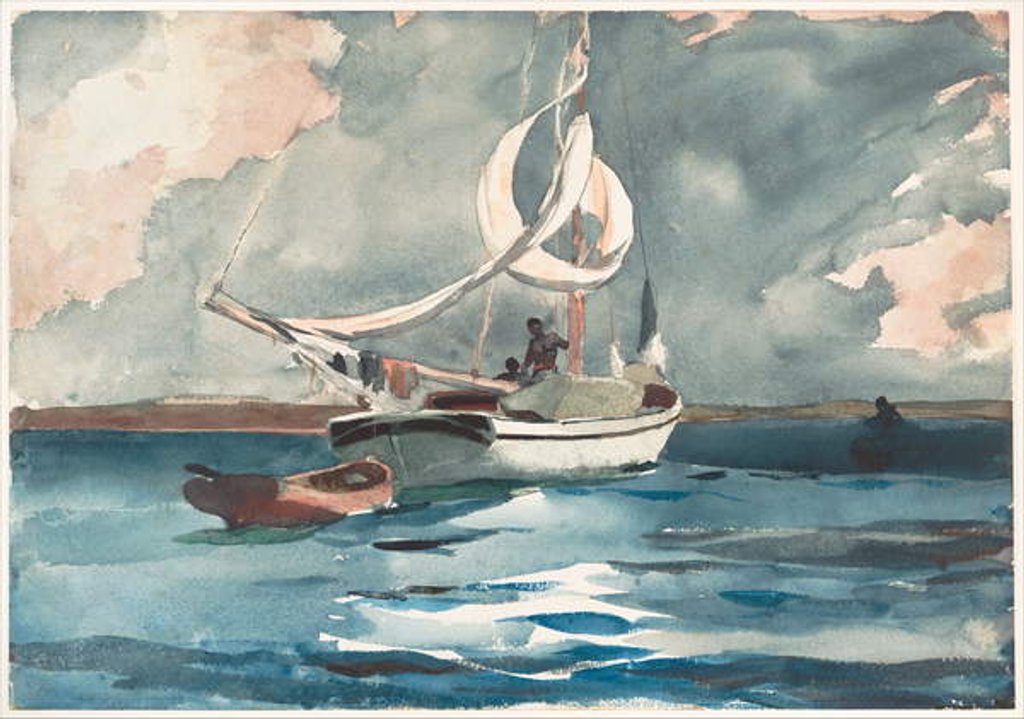 Detail of Sloop, Nassau, 1899 by Winslow Homer