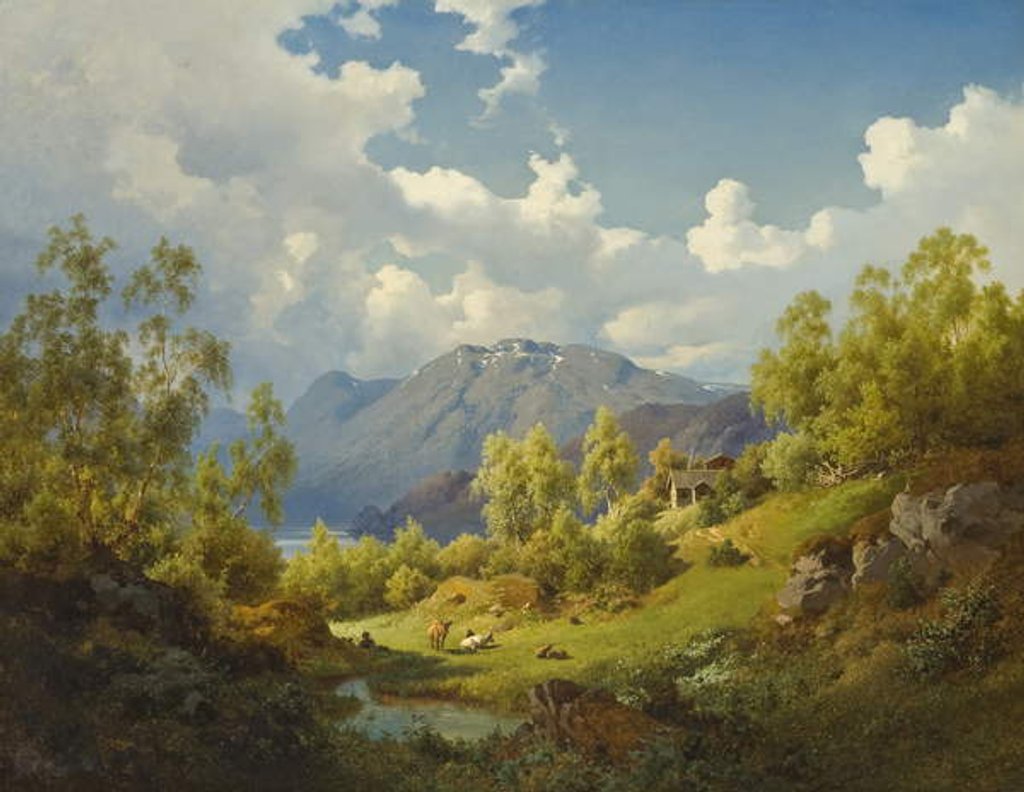 Detail of Landscape, Motif from the Numme Valley in Norway, 1850 by Joachim Frich