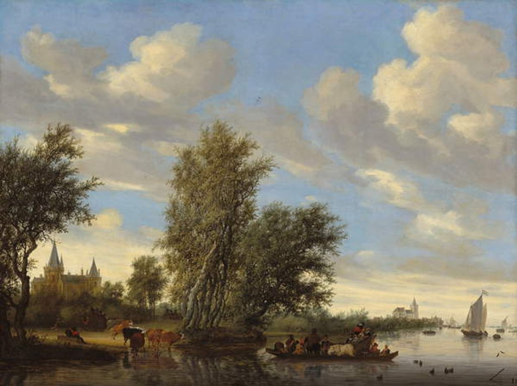 Detail of River Landscape with Ferry, 1649 by Salomon van Ruisdael or Ruysdael