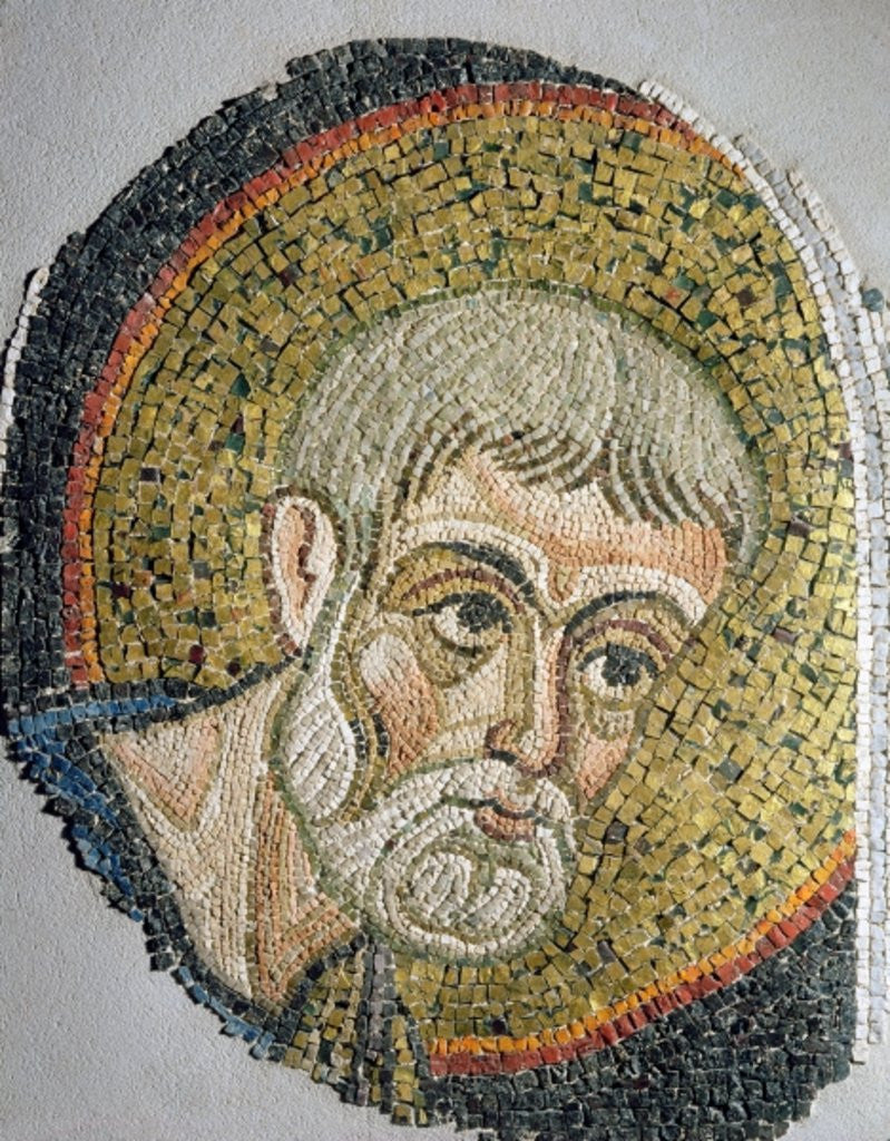 Detail of St. John the Baptist: Fragment of a mosaic from the Basilica Ursiana, the former Cathedral of Ravenna by Italian School