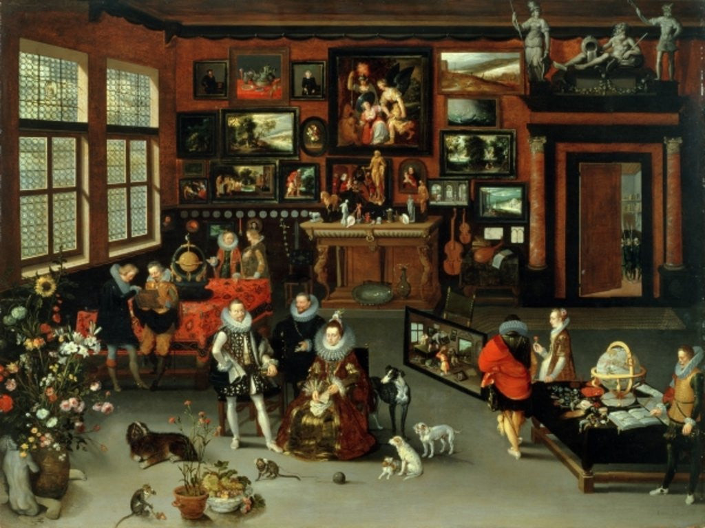 Detail of Archduke Albert and Archduchess Isabella Visiting a Collector's Cabinet by H. II & Brueghel